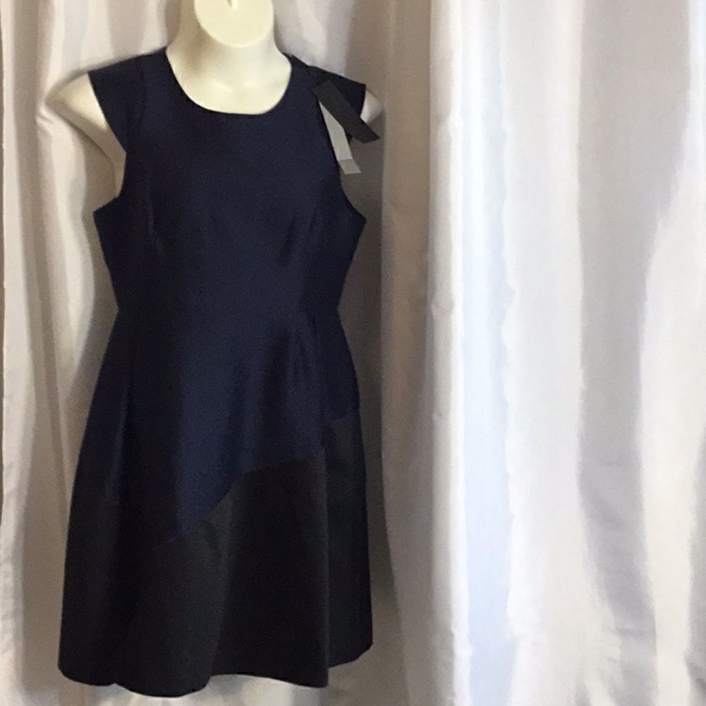 HALSTON EVENING COLLECTION DRESS IN 14 BLUE/BLACK